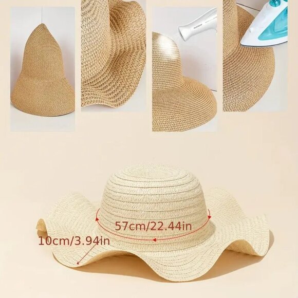 Stylish Wide Brim Straw Hat - Picture 4 of 4
